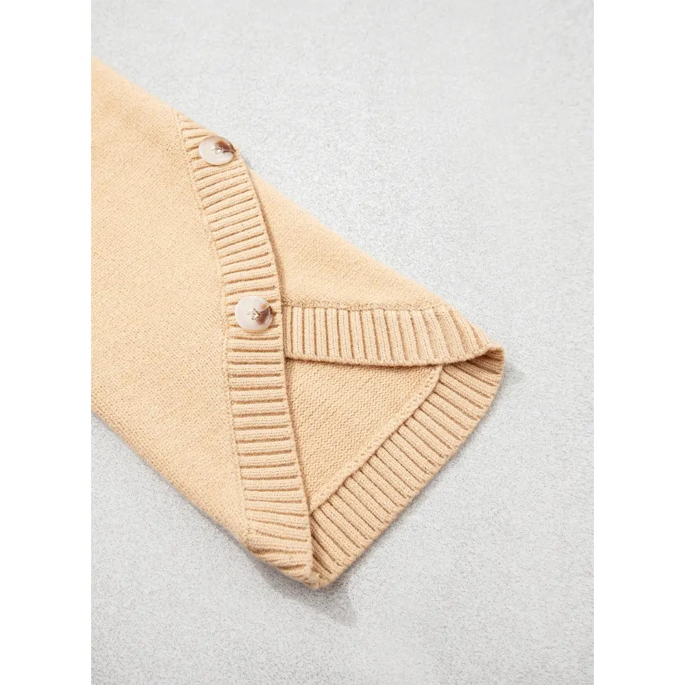 Womens Three Quarter Length Sleeve Casual Oversized Trendy Knitwear Sweaters Crewneck Sweater Knit Tops Button Sleeve Knit Pullover