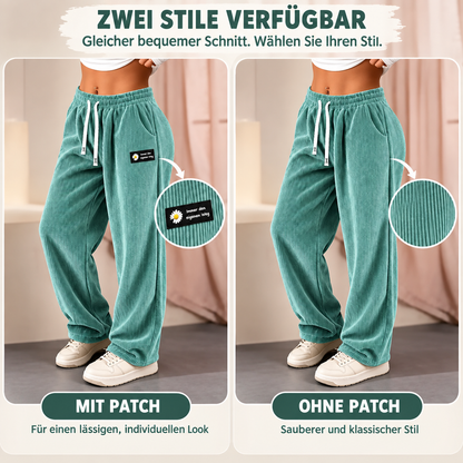 Einfarbige Cordhose für Damen mit geradem Bein
